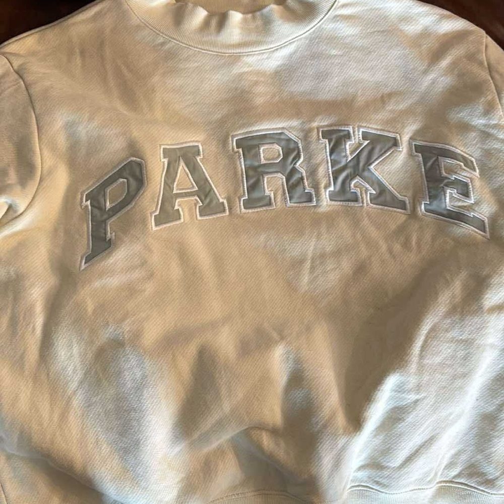 Women's Cream Sweatshirt with Gray Lettering
